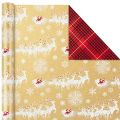 Hallmark Red And Gold 3-Pack Reversible Christmas Wrapping Paper, 120 Sq. Ft. 11 Hallmark Red And Gold 3-Pack Reversible Christmas Wrapping Paper, 120 Sq. Ft. -Hallmark Gift Shop 3Pack Red and Gold Reversible Christmas Wrapping Paper 5JXW1029 06