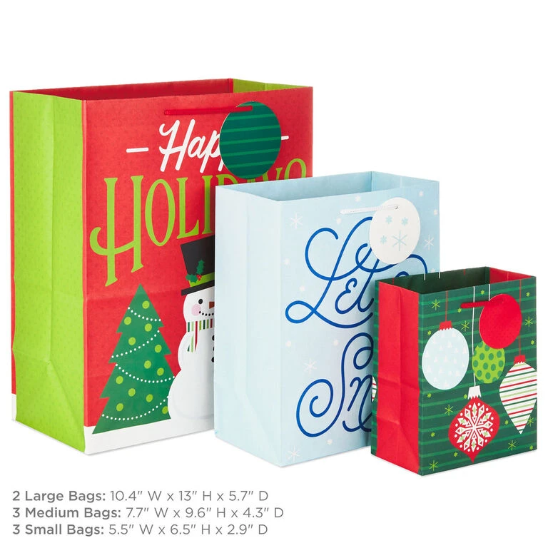 Hallmark Let It Snow 8-Pack Holiday Gift Bags, Assorted Sizes And Designs 3 Hallmark Let It Snow 8-Pack Holiday Gift Bags, Assorted Sizes And Designs - Image 3