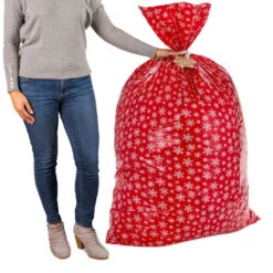 Hallmark Snowmen On Blue And Snowflakes On Red 2-Pack Giant Plastic Christmas Gift Bags -Hallmark Gift Shop Assorted Giant Plastic Christmas Gift Bags 5XGB1452 07