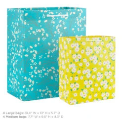 Hallmark Assorted Floral And Solid 8-Pack Medium And Large Gift Bags -Hallmark Gift Shop Assorted Medium and Large Floral Solid Gift Bags 5EGB6639 03