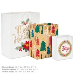Hallmark Assorted Holiday Merry 8-Pack Small, Medium And Large Christmas Gift Bags -Hallmark Gift Shop Assorted Small Large Holiday Prints Christmas Gift Bags 5XGB1412 03