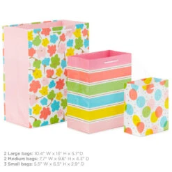 Hallmark Assorted Pastel Designs 8-Pack Small, Medium And Large Gift Bags -Hallmark Gift Shop Assorted Small Large Pastel Designs Gift Bags 5EGB6640 03