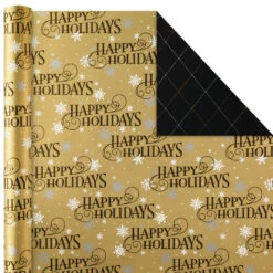Hallmark Black And Gold 4-Pack Reversible Holiday Wrapping Paper Assortment, 150 Sq. Ft. -Hallmark Gift Shop Black and Gold Reversible Wrapping Paper Assortment 5JXW1737 03