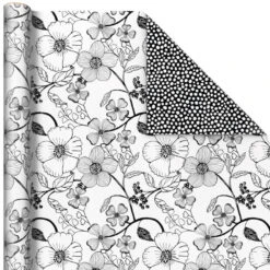 Hallmark Black And White Prints 3-Pack Reversible Wrapping Paper, 75 Sq. Ft. Total -Hallmark Gift Shop Black and White Prints 3Pack Reversible Gift Wrap 5EWR6401 05