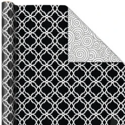 Hallmark Black And White Prints 3-Pack Reversible Wrapping Paper, 75 Sq. Ft. Total -Hallmark Gift Shop Black and White Prints 3Pack Reversible Gift Wrap 5EWR6401 06