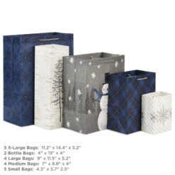 Hallmark Bulk Blue And Gray 18-Pack Holiday Gift Bags, Assorted Sizes And Designs -Hallmark Gift Shop Blue and Gray Holiday Gift Bags Bulk Pack 5XGB1425 03