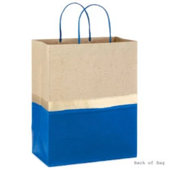Hallmark 13" Blue And Kraft Paper 6-Pack Gift Bag -Hallmark Gift Shop Blue and Kraft Paper 6Pack Large Gift Bags 5EGB6399 04
