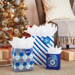 Hallmark Gift Shop -Hallmark Gift Shop Blue and Silver Holiday Gift Bags Bulk Pack XGB4895 02