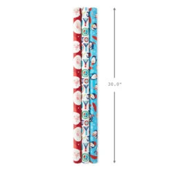 Hallmark Bright Joy 3-Pack Kids Reversible Christmas Wrapping Paper Assortment, 120 Sq. Ft. -Hallmark Gift Shop Bright Assorted Kids Reversible Christmas Gift Wrap 5JXW1030 03