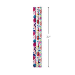 Hallmark Bright Florals 3-Pack Reversible Wrapping Paper, 120 Sq. Ft. Total -Hallmark Gift Shop Bright Flowers 3Pack Reversible Wrapping Paper 5EWR2433 03
