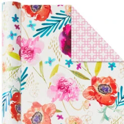 Hallmark Bright Florals 3-Pack Reversible Wrapping Paper, 120 Sq. Ft. Total -Hallmark Gift Shop Bright Flowers 3Pack Reversible Wrapping Paper 5EWR2433 05