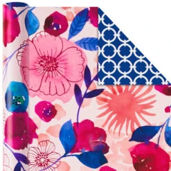 Hallmark Bright Florals 3-Pack Reversible Wrapping Paper, 120 Sq. Ft. Total -Hallmark Gift Shop Bright Flowers 3Pack Reversible Wrapping Paper 5EWR2433 06