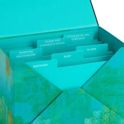 Hallmark Assorted Mahogany All-Occasion Greeting Cards In Green Watercolor Organizer, Box Of 24 -Hallmark Gift Shop Bulk Pack Assorted Mahogany Cards in Storage Box 5EBN1044 05