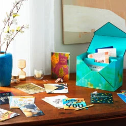 Hallmark Assorted Mahogany All-Occasion Greeting Cards In Green Watercolor Organizer, Box Of 24 -Hallmark Gift Shop Bulk Pack Assorted Mahogany Cards in Storage Box 5EBN1044 06