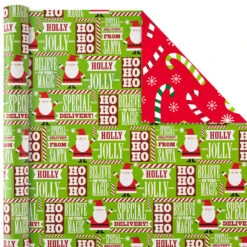 Hallmark Christmas Cheer 4-Pack Reversible Wrapping Paper Assortment, 150 Sq. Ft. -Hallmark Gift Shop Christmas Cheer Assortment Reversible Wrapping Paper 5JXW1736 04
