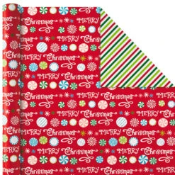 Hallmark Christmas Cheer 4-Pack Reversible Wrapping Paper Assortment, 150 Sq. Ft. -Hallmark Gift Shop Christmas Cheer Assortment Reversible Wrapping Paper 5JXW1736 06