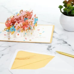 Hallmark Love You Always 3D Pop-Up Love Card -Hallmark Gift Shop Colorful Hearts 3D PopUp Love Card 1299LAD2904 07