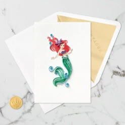 Hallmark Disney The Little Mermaid Ariel Happy Wish Quilled Paper Handmade Card -Hallmark Gift Shop Disney The Little Mermaid Ariel Quilled Paper Card 1299LAD2858 05