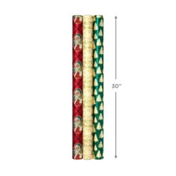 Hallmark Traditional 3-Pack Foil Christmas Wrapping Paper Assortment, 60 Sq. Ft. -Hallmark Gift Shop Foil Christmas Wrapping Paper Assortment 5JXW1065 08
