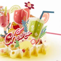 Hallmark Here's To You Cocktail Toast 3D Pop-Up Card -Hallmark Gift Shop Fruit Cocktail Drinks Celebration 3D PopUp Card for Her 1299LAD2897 04