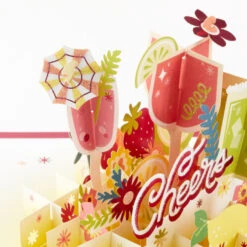 Hallmark Here's To You Cocktail Toast 3D Pop-Up Card -Hallmark Gift Shop Fruit Cocktail Drinks Celebration 3D PopUp Card for Her 1299LAD2897 05