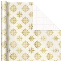 Hallmark Gold And White 6-Pack Holiday Wrapping Paper Assortment, 180 Sq. Ft. -Hallmark Gift Shop Gold and White Christmas Wrapping Paper Assortment 5JXW1086 05