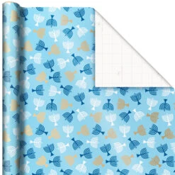 Hallmark Blue Hanukkah Designs 3-Pack Wrapping Paper Assortment, 120 Sq. Ft. -Hallmark Gift Shop Hanukkah Designs Wrapping Paper Assortment 5JXW1257 05