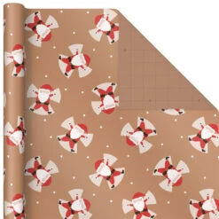 Hallmark Kraft Assorted 4-Pack Christmas Wrapping Paper, 88 Sq. Ft. -Hallmark Gift Shop Kraft Christmas Wrapping Paper for Kids JXW1085 03