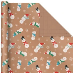 Hallmark Kraft Assorted 4-Pack Christmas Wrapping Paper, 88 Sq. Ft. -Hallmark Gift Shop Kraft Christmas Wrapping Paper for Kids JXW1085 04