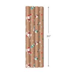 Hallmark Kraft Assorted 4-Pack Christmas Wrapping Paper, 88 Sq. Ft. -Hallmark Gift Shop Kraft Christmas Wrapping Paper for Kids JXW1085 08