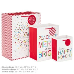 Hallmark Merry And Bright 8-Pack Christmas Gift Bags, Assorted Sizes And Designs 8 Hallmark Merry And Bright 8-Pack Christmas Gift Bags, Assorted Sizes And Designs -Hallmark Gift Shop Merry and Bright Assortment Christmas Gift Bags 5XGB1402 03