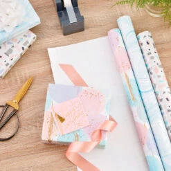 Hallmark Modern Muted 3-Pack Wrapping Paper, 55 Sq. Ft. Total -Hallmark Gift Shop Modern Muted 3Pack Wrapping Paper Rolls 5EWR6369 03