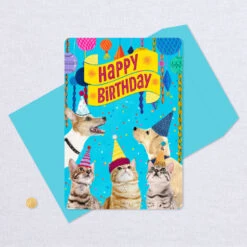 Hallmark 16" Party Cats And Dogs Jumbo Birthday Card From All -Hallmark Gift Shop Party Cats Dogs Birthday Card From Us 1299CBG3004 05