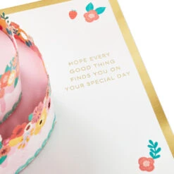 Hallmark Every Good Thing Floral Cake 3D Pop-Up Birthday Card -Hallmark Gift Shop Pink Cake and Flowers 3D PopUp Birthday Card for Her 1299LAD2886 03