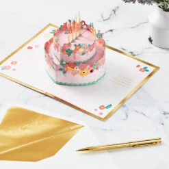 Hallmark Every Good Thing Floral Cake 3D Pop-Up Birthday Card -Hallmark Gift Shop Pink Cake and Flowers 3D PopUp Birthday Card for Her 1299LAD2886 06