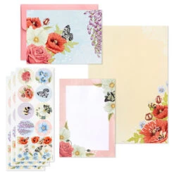 Hallmark Pink Floral Stationery Set And Desk Organizer Box 8 Hallmark Pink Floral Stationery Set And Desk Organizer Box -Hallmark Gift Shop Pink Floral Stationery Set and Note Cards in Box 5STZ1186 03