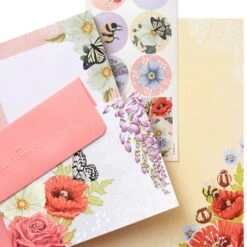 Hallmark Pink Floral Stationery Set And Desk Organizer Box 9 Hallmark Pink Floral Stationery Set And Desk Organizer Box -Hallmark Gift Shop Pink Floral Stationery Set and Note Cards in Box 5STZ1186 04