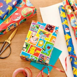 Hallmark Assorted Pokémon Wrapping Paper 3-Pack, 60 Sq. Ft. -Hallmark Gift Shop Pokmon Wrapping Paper for Kids Birthdays 5EWR2645 03