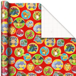 Hallmark Assorted Pokémon Wrapping Paper 3-Pack, 60 Sq. Ft. -Hallmark Gift Shop Pokmon Wrapping Paper for Kids Birthdays 5EWR2645 06