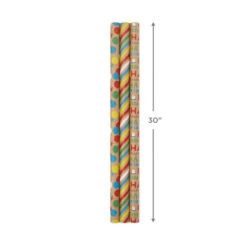 Hallmark Primary Birthday 3-Pack Kraft Wrapping Paper, 105 Sq. Ft. Total -Hallmark Gift Shop Primary Birthday 3Pack Kraft Wrapping Paper 5EWR6409 03