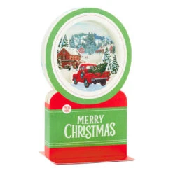 Hallmark Red Truck Snow Globe Musical 3D Pop-Up Christmas Card With Motion -Hallmark Gift Shop Red Truck Snowglobe 3D PopUp Music Motion Christmas Card 1299XOD9992 03