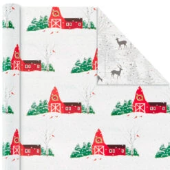 Hallmark Rustic Winter 3-Pack Reversible Metallic Christmas Wrapping Paper, 120 Sq. Ft. -Hallmark Gift Shop Rustic Winter Reversible Christmas Wrapping Paper 5JXW1034 06