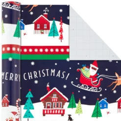 Hallmark Santa Fun 3-Pack Christmas Wrapping Paper Assortment, 120 Sq. Ft. -Hallmark Gift Shop Santa Fun Hallmark Mahogany Christmas Wrapping Paper 5JXW1037 05