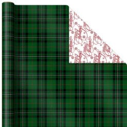 Hallmark Christmas Classics 3-Pack Reversible Wrapping Paper Assortment, 120 Sq. Ft. -Hallmark Gift Shop Santa and Plaids Assorted Reversible Gift Wrap 5JXW1070 05