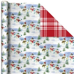 Hallmark Christmas Classics 3-Pack Reversible Wrapping Paper Assortment, 120 Sq. Ft. -Hallmark Gift Shop Santa and Plaids Assorted Reversible Gift Wrap 5JXW1070 06