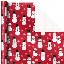 Hallmark Snow Merry 3-Pack Foil Christmas Wrapping Paper Assortment, 60 Sq. Ft. -Hallmark Gift Shop Snowmen and Plaid Foil Christmas Wrapping Paper 5JXW1061 06