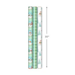 Hallmark Pastel Christmas Prints 3-Pack Wrapping Paper, 120 Sq. Ft. -Hallmark Gift Shop Storybook Scenes 3Pack Christmas Wrapping Paper 5JXW1081 07