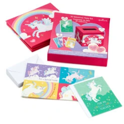 Hallmark Colorful Unicorn Classroom Valentines Set With Light-Up, Musical Mailbox -Hallmark Gift Shop Unicorn Kids Classroom Exchange Valentines and Box 5VBX2959 05