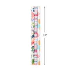 Hallmark Watercolor Tones 3-Pack Reversible Wrapping Paper, 75 Sq. Ft. Total -Hallmark Gift Shop Watercolor Tones 3Pack Reversible Wrapping Paper 5EWR6405 03