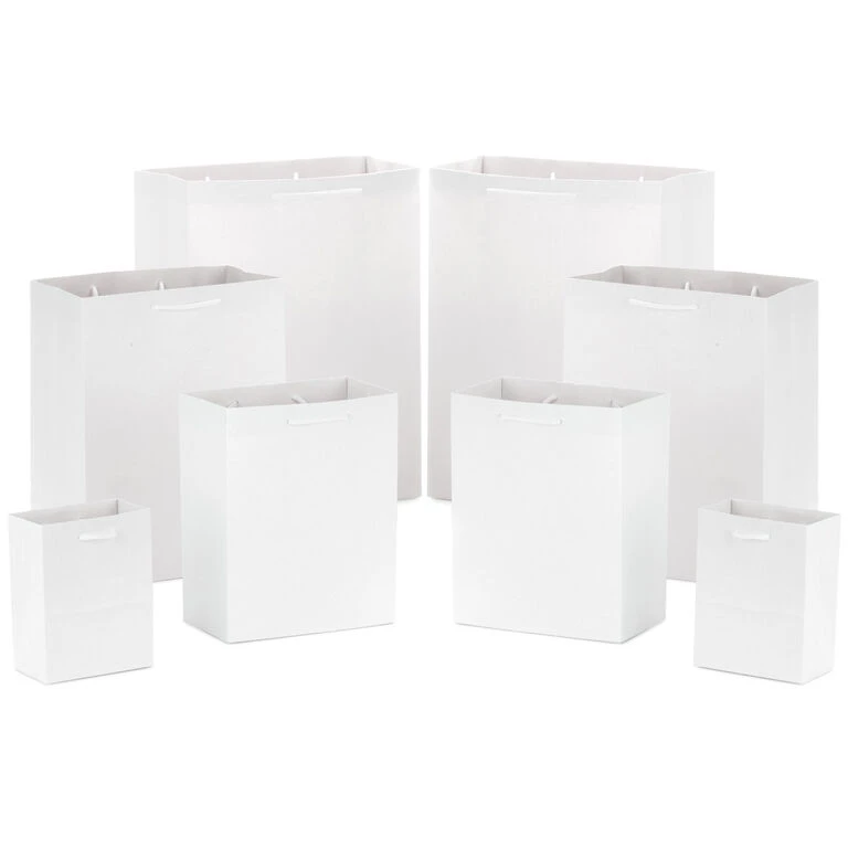 Hallmark White Assorted Sizes 8-Pack Gift Bags 1 Hallmark White Assorted Sizes 8-Pack Gift Bags